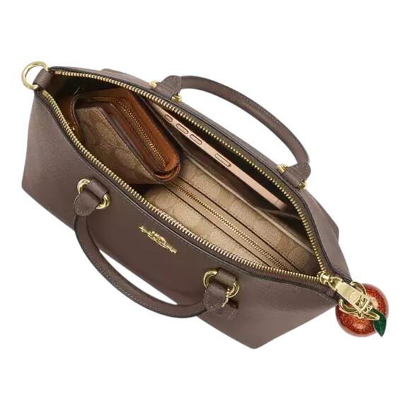 COACH SADIE SATCHEL BAG CROSSGRAIN LEATHER IN DARK STONE ADJUST. CROSSBODY NEW - Picture 7 of 16